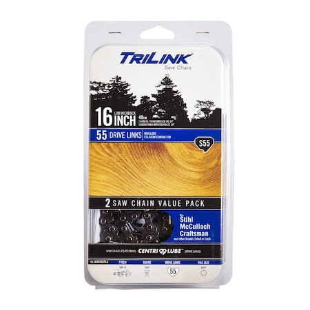 Trilink Chainsaw Chain 3/8 LP Semi-Chisel .050 55DL 2 for Oleo-MAC 240; CL15055X2TL2